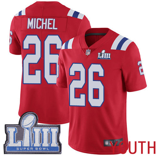 New England Patriots Football #26 Super Bowl LIII Bound Limited Red Youth Sony Michel Alternate NFL Jersey